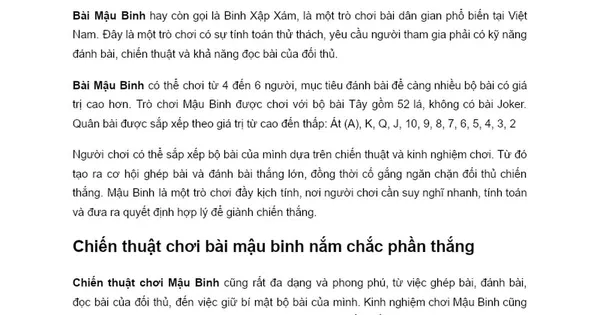 game mậu binh - Mậu Binh Đối Kháng